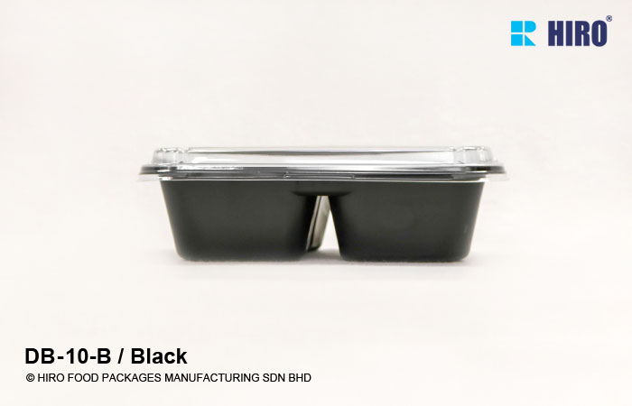 Square donburi DB-10-B Black with lid side view