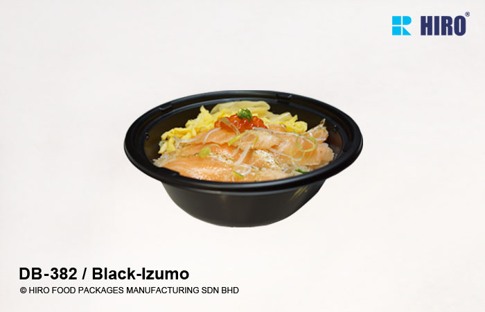 Donburi bowl DB-382 Black-izumo with food
