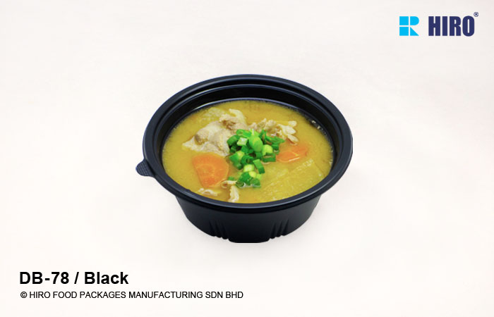 Disposable soup cup DB-78 Black with food