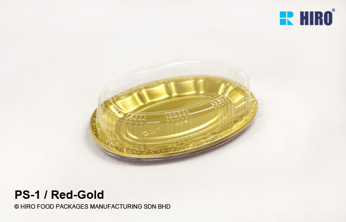 Hors d'oeuvre platter PS-1 Red-Gold with lid