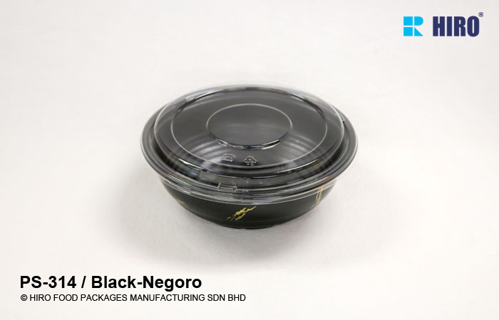 Donburi bowl PS-314 Black-Negoro lid
