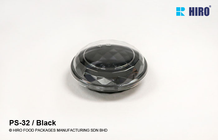 Round Diamond shape food container PS-32 Black Lid
