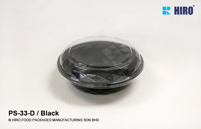 Round Diamond shape food container PS-33-D Black lid