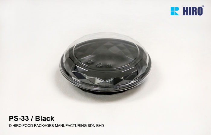 Round Diamond shape food container PS-33 Black lid
