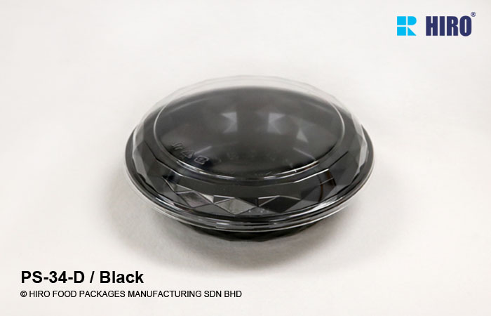 Round Diamond shape food container PS-34-D Black lid