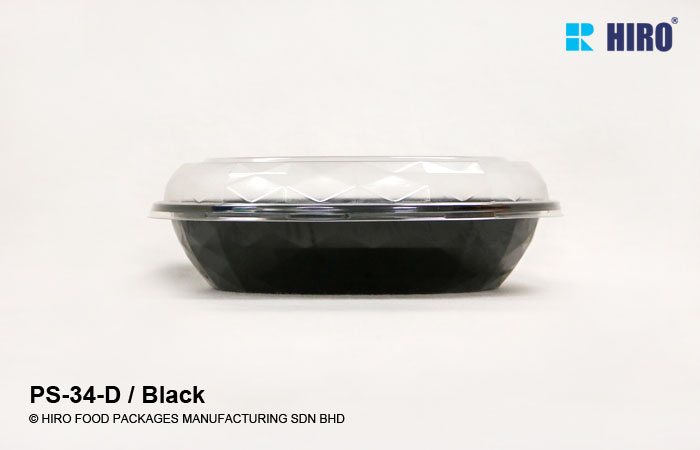 Round Diamond shape food container PS-34-D Black lid side