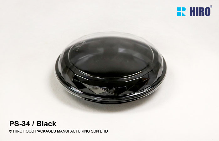 Round Diamond shape food container PS-34 Black lid