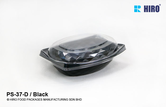 Round Diamond shape food container PS-37-D Black lid