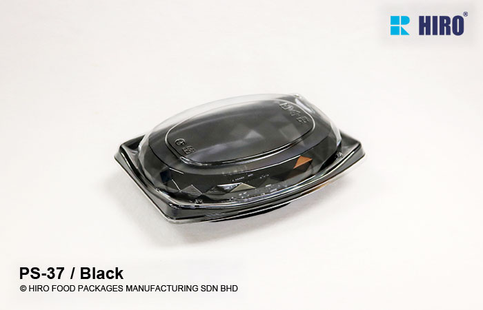 Round Diamond shape food container PS-37 Black lid