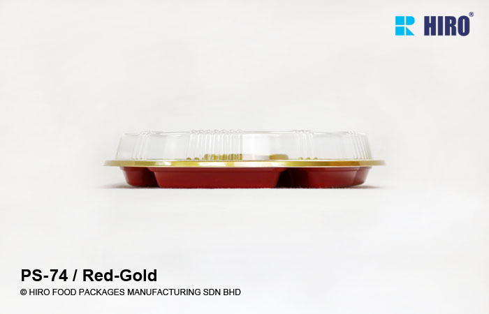 Hors d'oeuvre platter PS-74 Red-Gold with lid side
