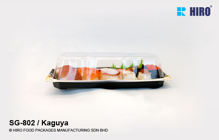 Sushi Tray SG-802 Kaguya with food and lid
