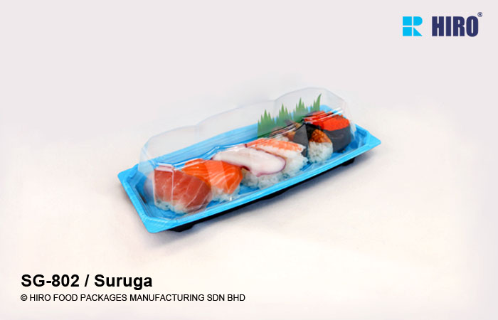 Sushi Tray SG-802 Suruga with food and lid