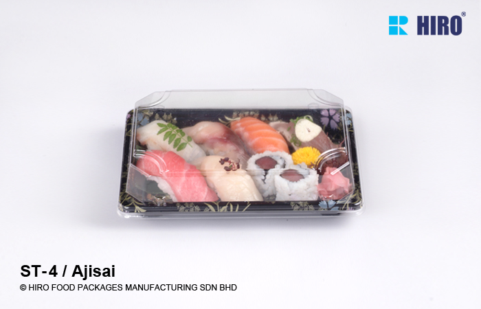 Sushi Tray ST-4 Ajisai with food and lid