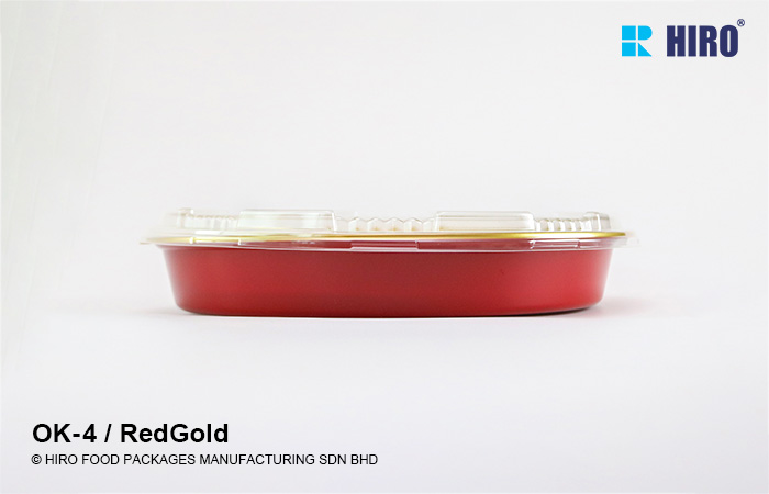 Sushi Platter OK-4 Red-Gold side lid