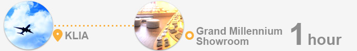From KLIA to Grand Millennium Showroom : 1 hour
